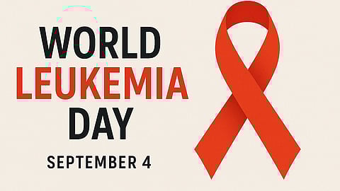 banner for world Leukemia day with text and symbol for Leukemia