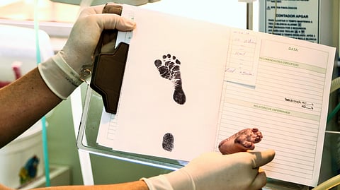 foot stamp of little baby taken at hospital