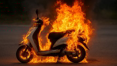 a scooter on fire