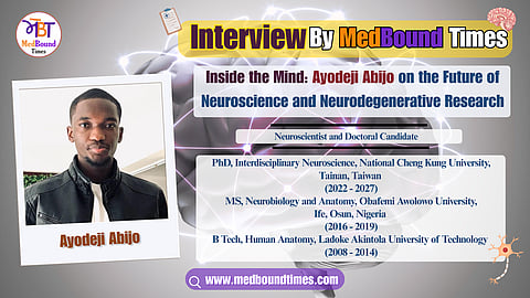banner for interview with neuroscience researcher Ayodeji Abijo.