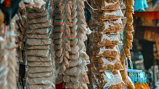 Image of packaged food displayed outside of a store.
