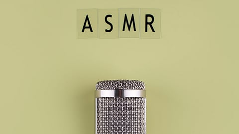 Image of a microphone with "ASMR" text on a green background.