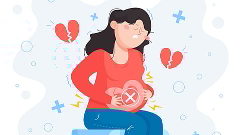 An illustration of a pregnant woman with some complications.