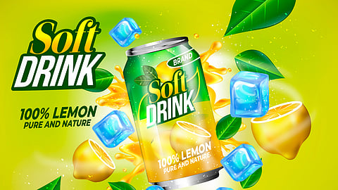 An ad showing a lemon soft drink in can.