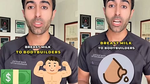Images of Dr. Kunal Sood explaining about harmful effects of breast milk.