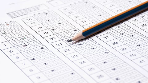 A sheet of a MCQ (Multiple Choice Questions) answer sheet.
