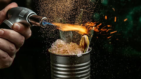 An image of a flambe drink