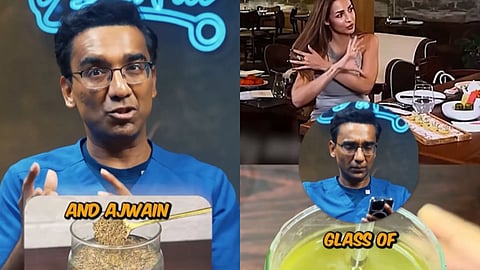 Image of Dr. Pal telling about a healthy morning drink recipe inspired from Malaika Arora.