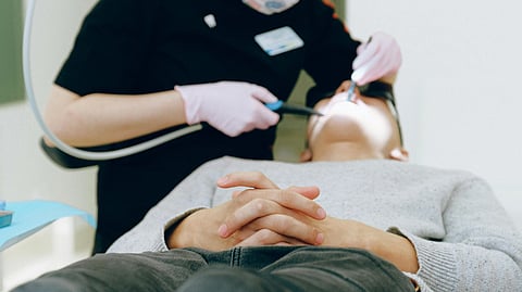 An image of patient during dental procedure.