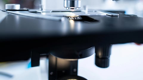 Close-up image of a microscope.