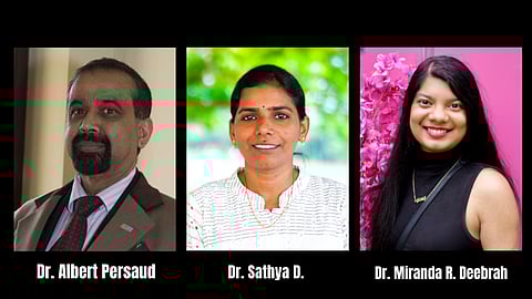 Images of Dr. Sathya D., Dr. Albert Persaud and Dr. Miranda R. Deebrah