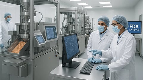 Two lab personnels working on something in a lab.