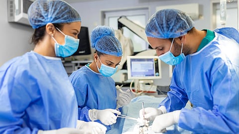 An image of ongoing surgery.