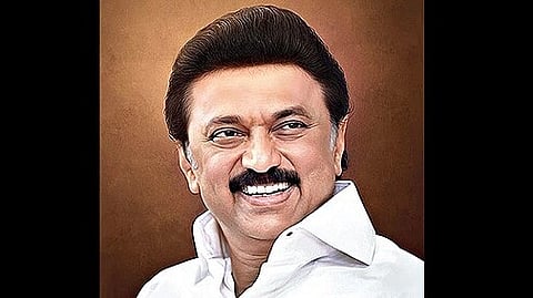 Drawing of Tamil Nadu Chief Minister M. K. Stalin in a white shirt.