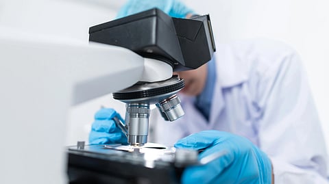 An image of a scientist in lab conducting research.