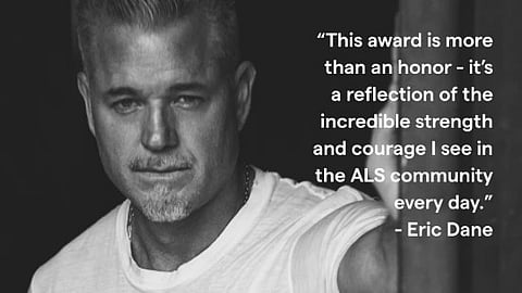 A black and white image of Eric Dane.