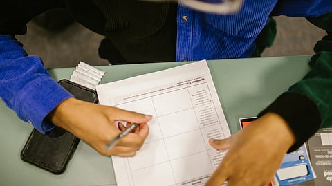 An image of a student writing exam.