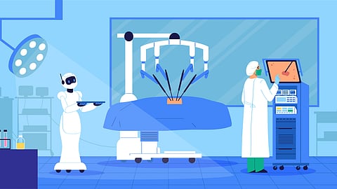 An image of robotic surgery.