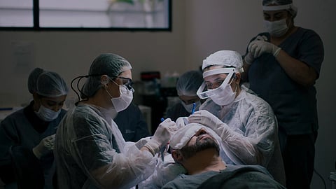 An image of a hair transplant surgery.