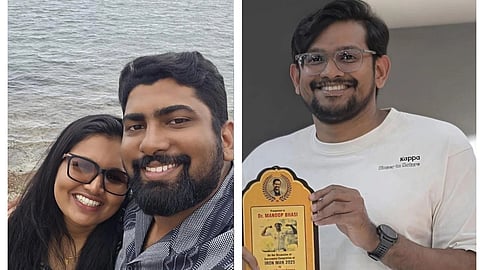 A collage of the doctor couple and  the cardiothoracic surgeon who did the Cricothyrotomy.