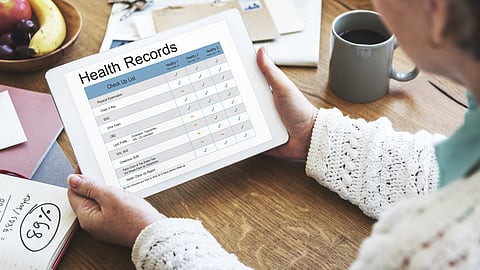 A health record data in the tab. 