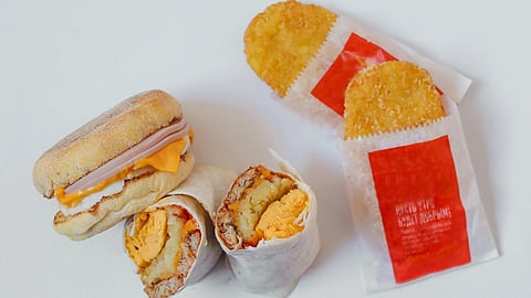 An image of burgers and hash browns.