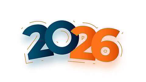 The image displays the year "2020" in vibrant orange and blue colors.
