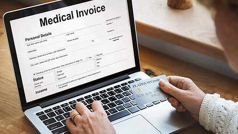 Medical invoice document form patient concept