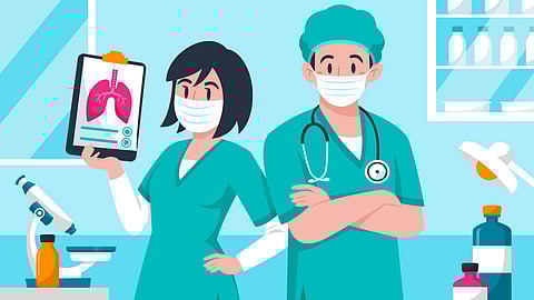 Flat nurses illustration