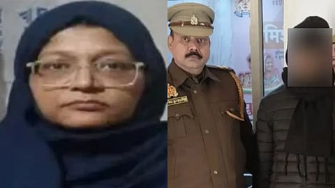 Dr. Shaheen Saeed pictured clearly, with a blurred image of Dr. Rameezuddin Nayak, highlighting his arrest in a sexual exploitation case.