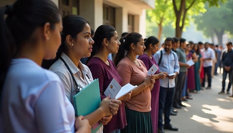 Indian male and female medical students waiting for NEET-PG counselling