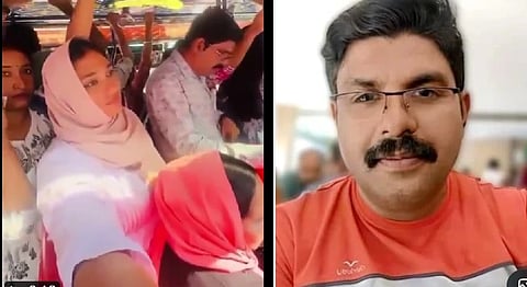 A collage showing a screenshot of the video uploaded from the bus and the photograph of Deepak.