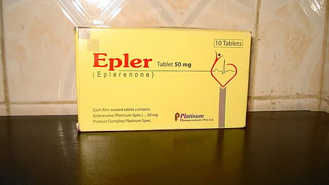Epler (Eplerenone) tablets in a small paper box of 10. 
