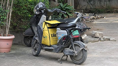 Blinkit delivery bike in Hitech City