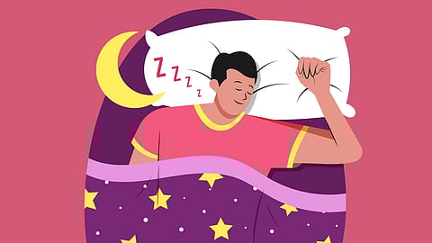 Hand-drawn illustration of man resting