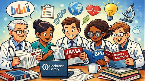 Peer-reviewed medical journals help healthcare professionals stay updated with reliable clinical evidence and evolving standards of care.