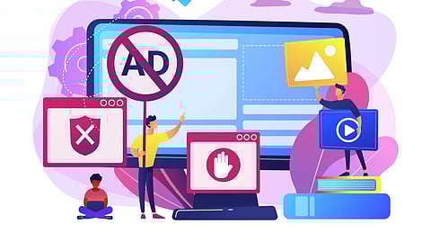 Graphical illustration of social media usage and advertisements popping up in between them. 