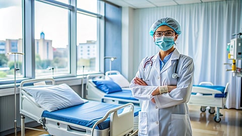 Female doctor in hospital room
