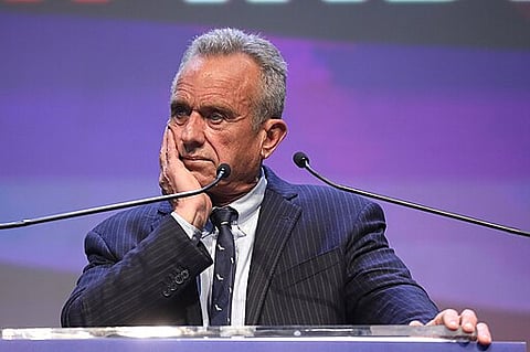 Robert F. Kennedy, Jr. speaking with supporters at a campaign rally at the Fox Tucson Theatre in Tucson, Arizona