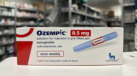 Box of Ozempic / Wegovy Weight Loss Drug, (Semaglutiude) 0.5mg in a pharmacy