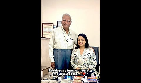 Dr. Pratibha Nikhar Juneja with her former teacher Dr. B. D. Gupta 