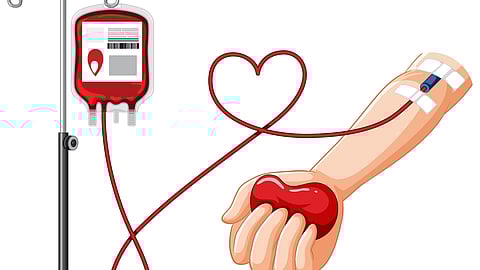 Illustration of a blood donation. 