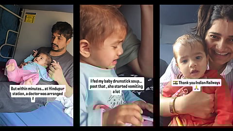 Sick Infant with the parent on Indian train