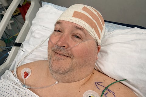Jon L Noble at the hospital after the Neuralink  implantation surgery.
