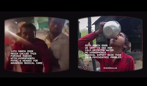 Boy seen barking and then drinking water clearly 