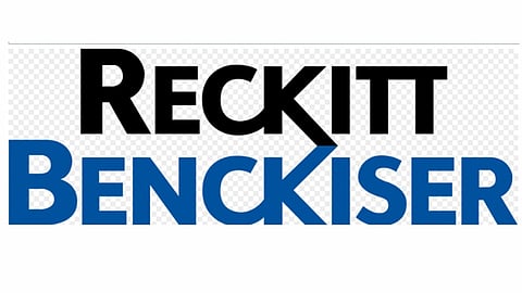 Reckitt Benckiser logo in black and blue.
