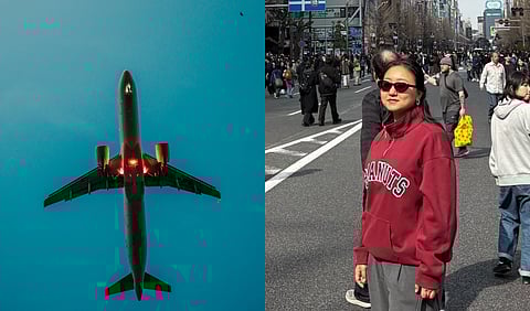 white and red airplane in mid air during daytime and an image of Dr. Loni Liriina