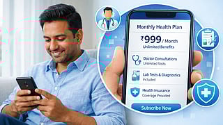 A modern Indian patient using a smartphone.