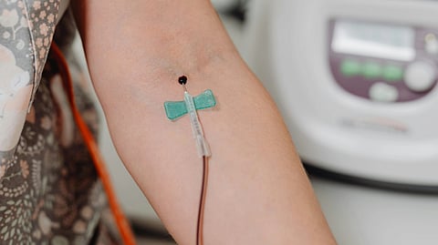 blood transfusion through vein.