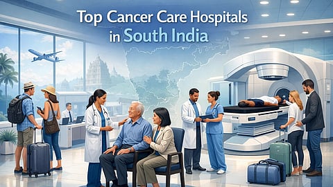 AI generated image which shows advanced screening centre in a hospital and few patients talking to medical staff.